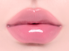 ProtoClinical k-beauty Oddtype Unseen Balloon Tint bright pink lip tint swatch centered on a pale pink background with soft green corner accents