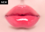 ProtoClinical k-beauty Oddtype Unseen Balloon Tint bright pink lip tint swatch centered on a pale pink background with soft green corner accents