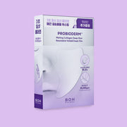 ProtoClinical k-beauty [BIO HEAL BOH] Probioderm Melting Collagen Deep Shot Nasolabial Folds & Cheek Film 5ea lavender and cool gray treatment graphic with a muted gray center on a pale background