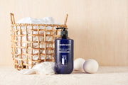 ProtoClinical k-beauty treatroom Signature Shampoo 1077ml #CLEAN SOAP single tall blue shampoo bottle centered on a white background.