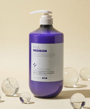 ProtoClinical k-beauty PAUL MEDISON Deep Perfume Body Lotion 1077ml #Fruity Floral in a single mauve bottle standing upright on a pale yellow background