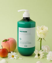 ProtoClinical k-beauty PAUL MEDISON Deep Perfume Treatment 1077ml #Fruity Floral large teal treatment bottle centered with yellow green framing on a light background