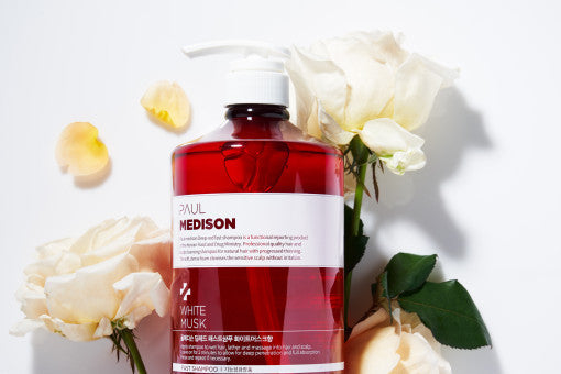 PAUL MEDISON Deep Red Fast Hair Loss Shampoo 1077ml #White Musk by ProtoClinical shown in a clean product bottle shot on a white background, highlighting the Deep Red hair loss care label for a k-beauty routine.