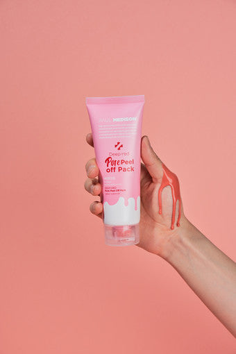 ProtoClinical k-beauty PAUL MEDISON Deep Red Pore Peel Off Pack 155ml single upright coral-red package on a peach and pink background.