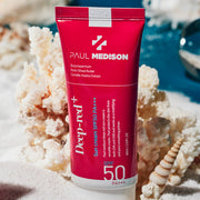 ProtoClinical k-beauty PAUL MEDISON DEEP-RED SUN CREAM 60ml SPF50 PA+++ single sunscreen tube in an upright studio packshot on a white background