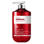 ProtoClinical k-beauty PAUL MEDISON Deep-red Y Care Feminine Washes 510ml as a single deep red pump bottle with a silver pump and white label on a pale gray background