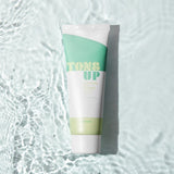 ProtoClinical k-beauty PAUL MEDISON Hyaluronic Acid No Sebum Tone Up Cream 80ml single cool gray upright container centered on a pale blue background.