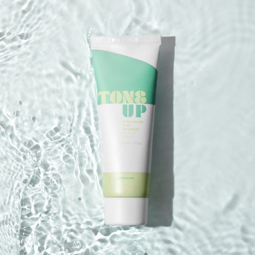 ProtoClinical k-beauty PAUL MEDISON Hyaluronic Acid No Sebum Tone Up Cream 80ml single cool gray upright container centered on a pale blue background.