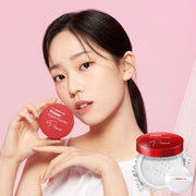 ProtoClinical k-beauty PAUL MEDISON VIVID PRIMER FINISH POWDER 12g single square powder compact with a beige center and dark mauve top on a soft pink background.