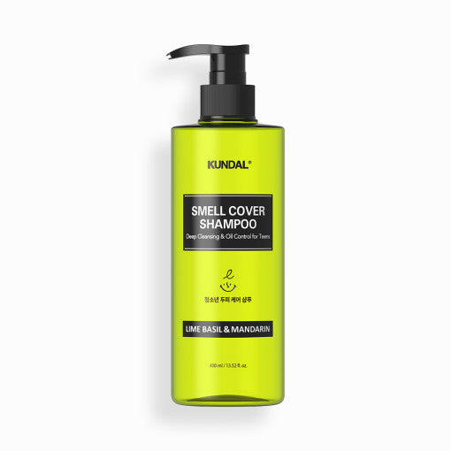 ProtoClinical k-beauty KUNDAL All Day Smell Cover Teens Shampoo 400ml #LIME BASIL & MANDARIN single upright shampoo bottle centered on a light background.
