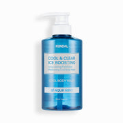 ProtoClinical k-beauty KUNDAL Cool & Clear Ice Boosting Cool Body Wash 500ml #Aqua Mint single upright body wash bottle centered on a light background.