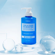 ProtoClinical k-beauty KUNDAL Cool & Clear Ice Boosting Cool Body Wash 500ml #Aqua Mint single body wash bottle packshot on a light background