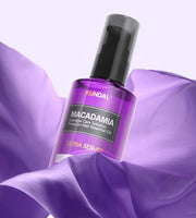 ProtoClinical k-beauty KUNDAL Hair Essence Ultra Serum 100ml purple product silhouette centered on a soft gray background