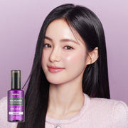 ProtoClinical k-beauty KUNDAL Hair Essence Ultra Serum 100ml mauve and beige graphic with a deep plum center on a cool gray background