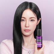 ProtoClinical k-beauty KUNDAL Hair Essence Ultra Serum 100ml mauve and beige graphic with a darker vertical center on a cool gray background