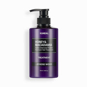 ProtoClinical k-beauty KUNDAL HONEY & MACADAΜΙΑ Hydro-Intensive Protein Premium Hair Treatment 500ml #ROSE WOOD muted mauve beauty product silhouette on a light background.