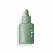 ProtoClinical k-beauty KUNDAL Mugwort Soothing Energy Serum 30ml single deep green serum bottle centered on a light background with soft peach side shading