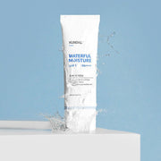 ProtoClinical k-beauty KUNDAL WATERFUL MOISTURE Sun Screen SPF50+ PA++++ 40ml single upright pale blue sunscreen tube centered on a light blue background.