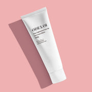 ProtoClinical k-beauty soft rose beauty graphic with a deep teal lower edge on a light background.