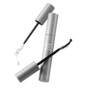 ProtoClinical k-beauty DR.BANGGIWON EYELASH BLACK SERUM 11ml with a silver-gray serum tube, two applicator wands, and a clear gel droplet on a white background