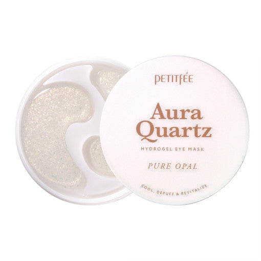 ProtoClinical k-beauty PETITFEE B-Glucan Deep Firming Eye Mask 70g (60 Patches) two beige eye mask packages side by side on a light background with pale blue corner accents