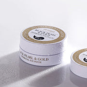ProtoClinical k-beauty PETITFEE Black Pearl & Gold Hydrogel Eye Patch (1.4g X 60 Patches) single dark olive round jar centered on a white background with pale pink top shading
