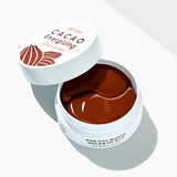 ProtoClinical k-beauty PETITFEE Cacao Energizing Hydrogel Eye Mask 80g (60 Patches) two cocoa brown crescent eye patches mirrored at the center on a white background