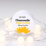 ProtoClinical k-beauty PETITFEE Chamomile Lightening Hydrogel Eye Mask 80g (60 Patches) single centered eye mask package with a warm beige middle band on a light background