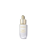 ProtoClinical k-beauty Sulwhasoo Concentrated Ginseng Brightening Ampoule 20g bottle centered on a light background with pale blue side accents.