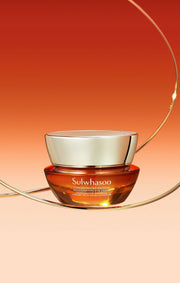 ProtoClinical k-beauty Sulwhasoo Concentrated Ginseng Rejuvenating Eye Cream 15ml campaign image in warm red and beige tones.
