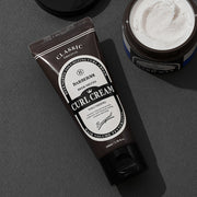 ProtoClinical k-beauty BARBER501 BEER METTO VOLUMIZING CURL CREAM 100ml single dark bottle centered on a black background with a bright white base