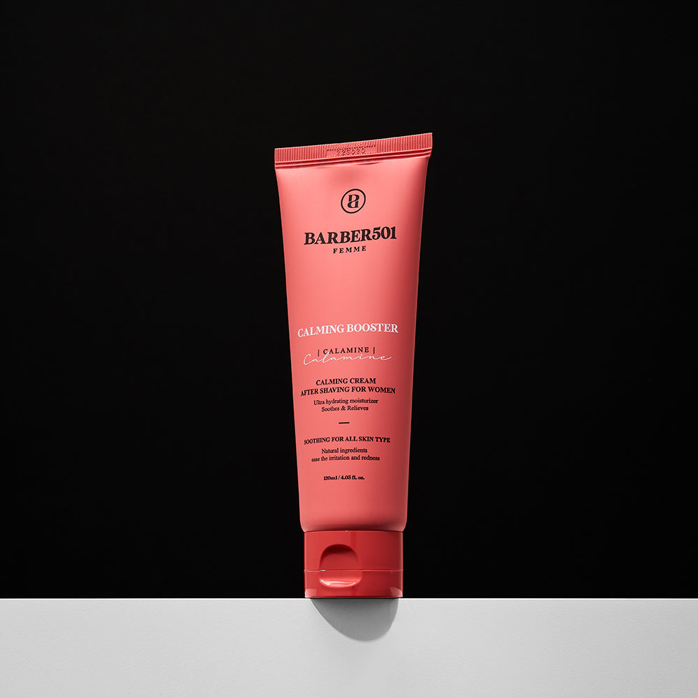 BARBER501 Calming Booster 120ml by ProtoClinical shown in calming skincare product packaging on a clean background for a k-beauty men's grooming routine.