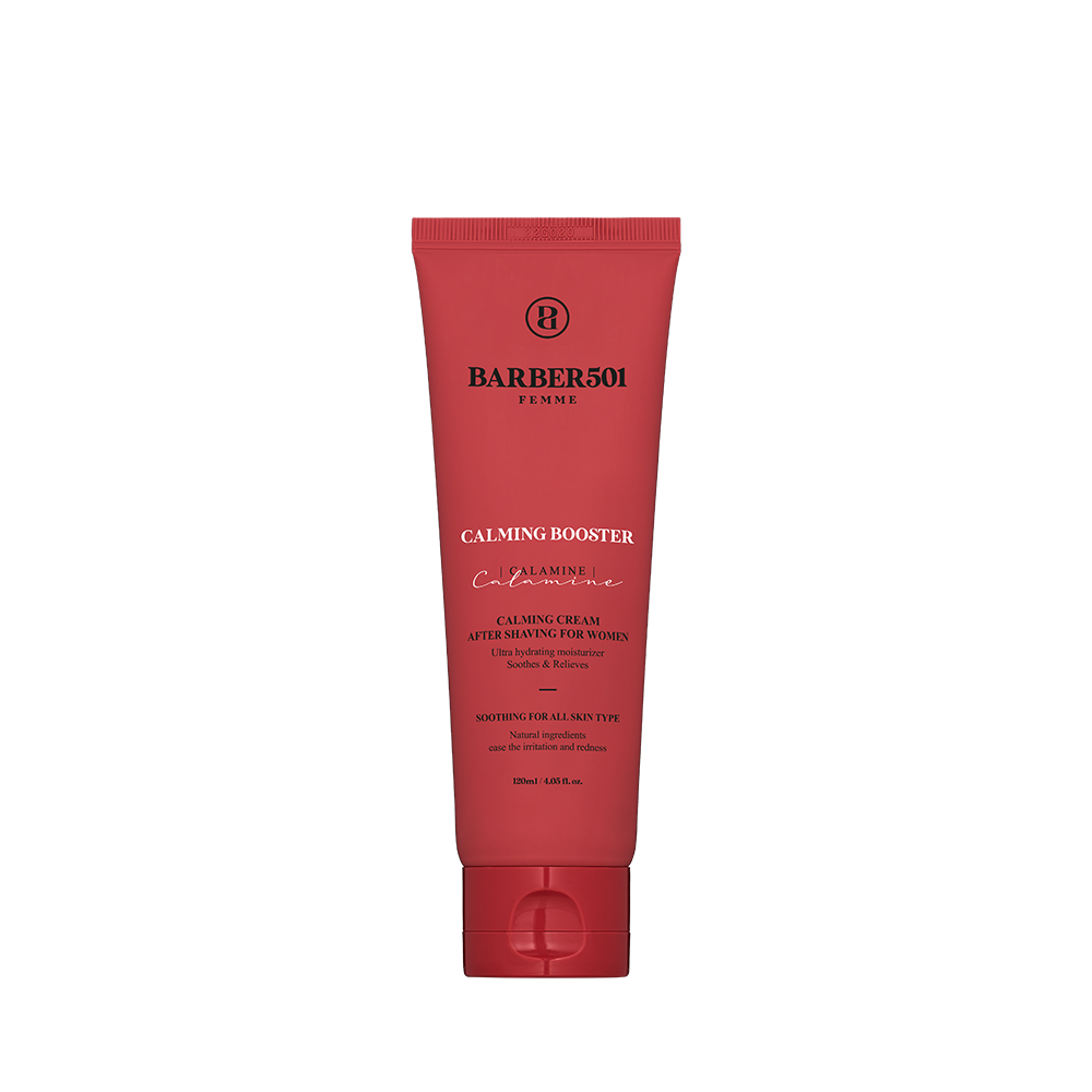 BARBER501 Calming Booster 120ml by ProtoClinical shown in calming skincare product packaging on a clean background for a k-beauty men's grooming routine.