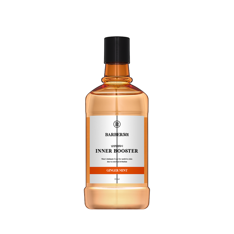 ProtoClinical k-beauty BARBER501 Inner Booster 263ml #Ginger Mint product packaging on a clean white background.