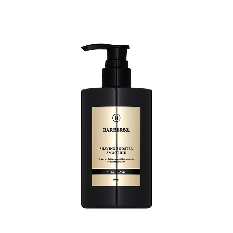 ProtoClinical k-beauty BARBER501 Shaving Booster Smoothie 300ml #CHARCOAL product packaging shown on a clean white background.