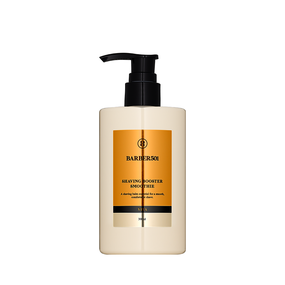 ProtoClinical k-beauty BARBER501 Shaving Booster Smoothie 300ml #VITA product packaging on a light background.