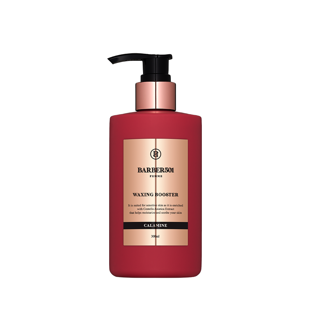 ProtoClinical k-beauty BARBER501 WAXING BOOSTER 300ml Calamine variant product packaging on a light background.