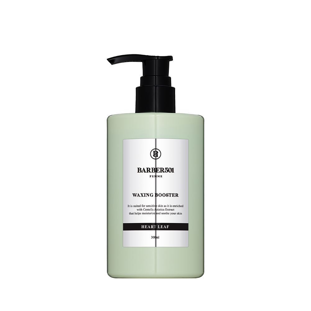 ProtoClinical k-beauty BARBER501 WAXING BOOSTER 300ml Heartleaf variant product packaging on a light background.