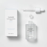 ProtoClinical k-beauty Luvum Bamboo Hyaluronic Moisture Serum 50ml close-up serum packaging detail on a pale blue background