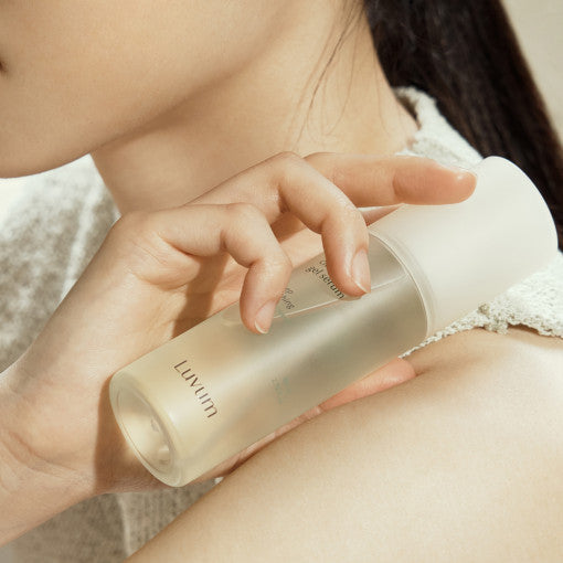 ProtoClinical k-beauty Luvum Calming Repair Cica Gel Serum 80ml warm beige package detail on a soft light background.