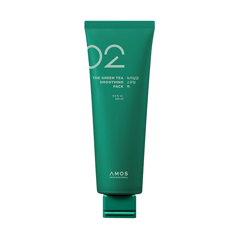 ProtoClinical k-beauty amos PROFESSIONAL THE GREEN TEA SMOOTHING PACK 250ml shown in product packaging on a light background.