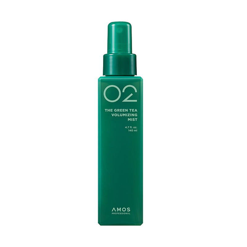 ProtoClinical k-beauty amos PROFESSIONAL THE GREEN TEA VOLUMIZING MIST 140ml shown in product packaging on a light background.