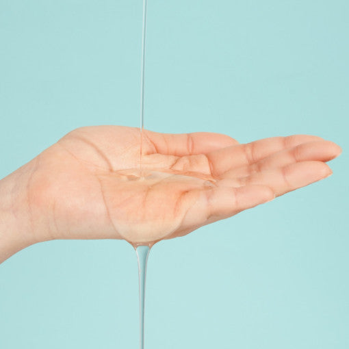 ProtoClinical k-beauty soft aqua beauty graphic with a warm beige center band on a light background.