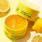 ProtoClinical k-beauty TONYMOLY 2X Vitamin C Eye Gel Patch 84g (60ea) closed bright yellow round eye patch jar centered on a clean white background