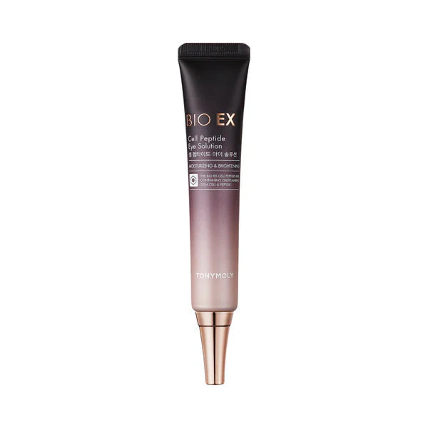 ProtoClinical k-beauty TONYMOLY BIO EX Cell Peptide Eye Solution 30ml single eye solution package shown upright on a clean light background