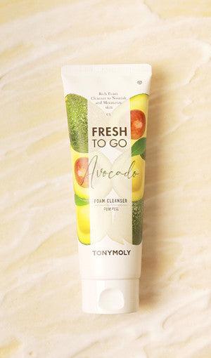 TONYMOLY Fresh To Go Avocado Foam Cleanser 170ml by ProtoClinical shown in front-facing cleanser packaging on a clean white background, highlighting the avocado cleanser presentation for a k-beauty skincare routine.