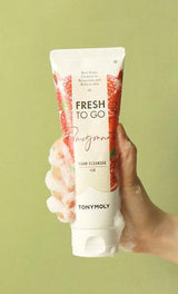 ProtoClinical k-beauty TONYMOLY Fresh To Go Pomegranate Foam Cleanser 170ml single upright cleanser tube with a visible front label on a clean white background