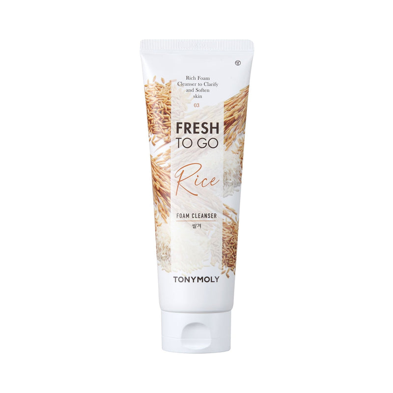 ProtoClinical k-beauty TONYMOLY Fresh To Go Rice Foam Cleanser 170ml single upright cleanser tube with a visible front label on a clean white background