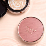 ProtoClinical k-beauty rosy pink beauty product silhouette with dark green side accents on a pale background.