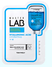ProtoClinical k-beauty TONYMOLY Master Lab Sheet Mask 19g X 10ea single rectangular sheet mask packet centered on a white background with cool blue upper tones and a pale blue lower section.